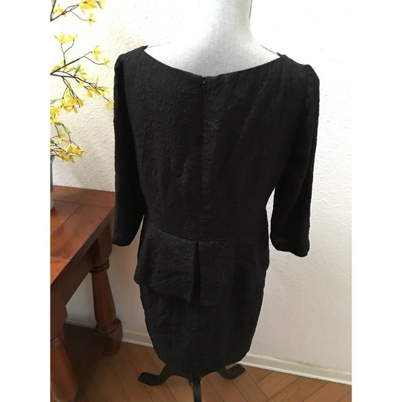 Nanette Lepore Black Peplum Dress Silk 10 Formal Medium RARE HTF GORGEOUS LBD - Picture 2 of 8